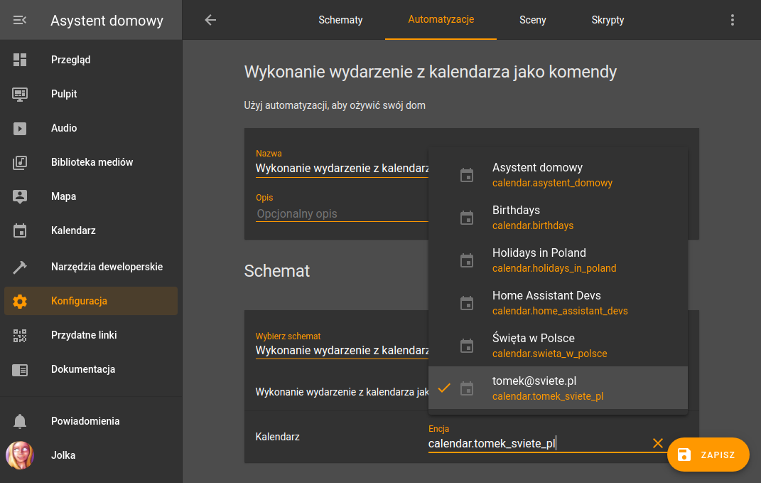 Dodanie nowej automatyzacji